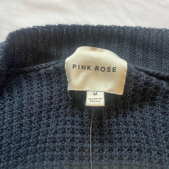 Pink Rose Blue and White Striped Cardigan Sweater - Picture 3 of 9